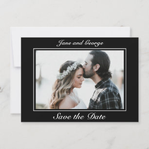 Reserve A Data Foto do Casamento Branco Negro Minimalista Moderno