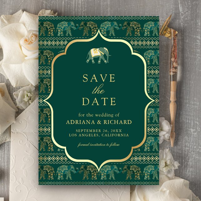 Reserve A Data Foto do casamento índio Emerald e Elefante Dourado (Criador carregado)