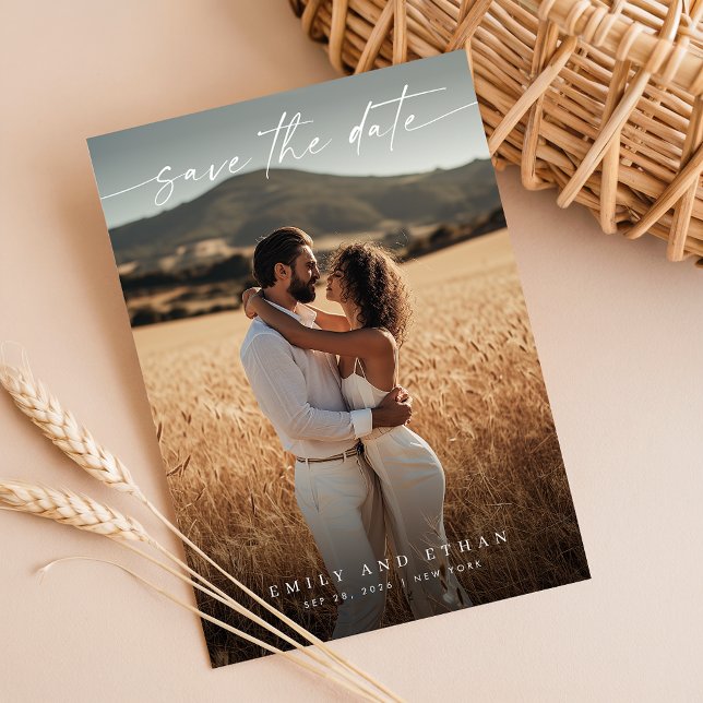 Reserve A Data Foto do Código QR do Boho de Caligrafia Moderna (Criador carregado)