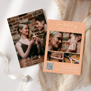Reserve A Data Foto do Código QR do Simples Elegante Modern Peach