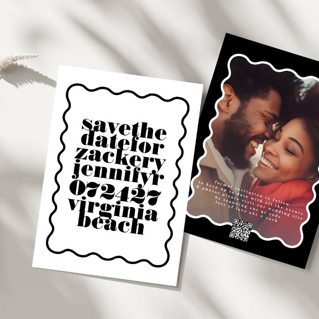 Reserve A Data Foto do código QR preto branco de quadro de onda a (Criador carregado)