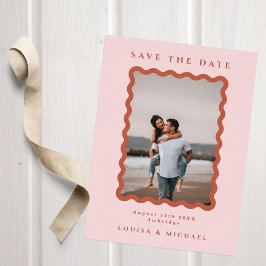 Reserve A Data Foto do Quadro de Onda Retro Blush & Terracotta Ca