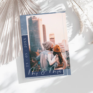 Reserve A Data Foto do Script Branco Azul do Sr & Sra. Marinho