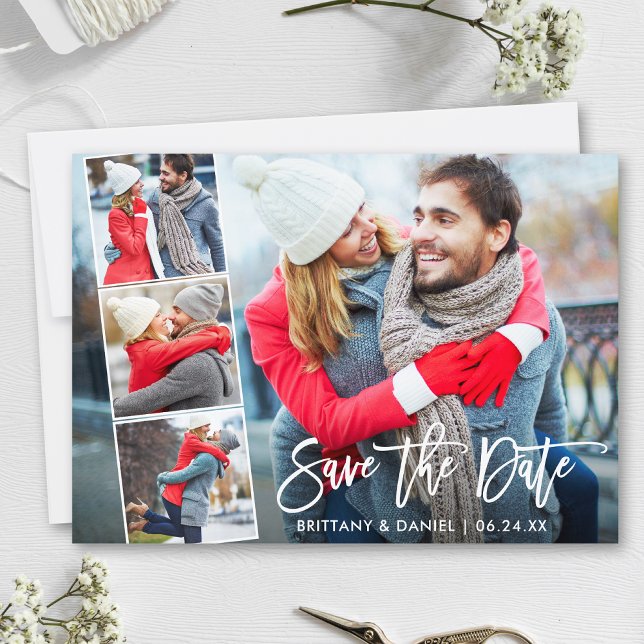 Reserve A Data Foto do Script de Pincel Moderno 4 (Customize to change your personalized text size, style or to add more text & photos to back of card.)
