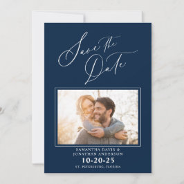 Reserve A Data Foto Do Script Elegante Blue Wedding Salvar A Data