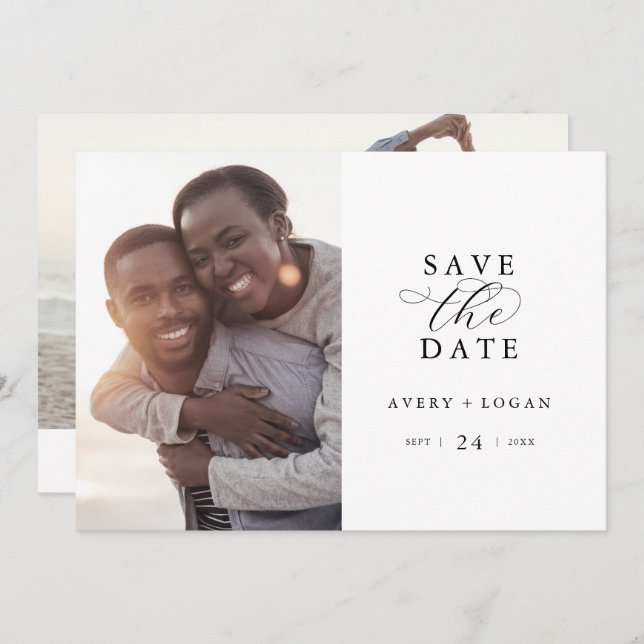 Reserve A Data Foto do Script Elegante Salvar a Data (Frente/Verso)