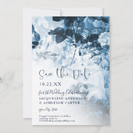 Reserve A Data Foto do Script Floral Branco Azul do Chinoiserie M