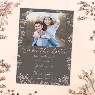 Reserve A Data Foto do Script Rustic Elegant Wildflower Mocha