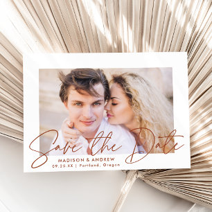 Reserve A Data Foto do Script Teracotta Brown, Manuscrito Moderno
