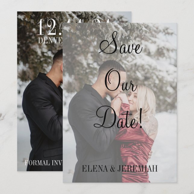 Reserve A Data Foto do Vellum Modern Faux (Frente/Verso)