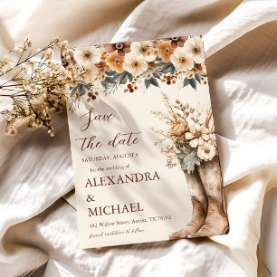 Reserve A Data Foto do Western Boots Floral Terracotta Wedding