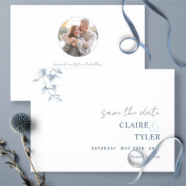 Reserve A Data Foto, Elegante e Minimalista Casamento Azul