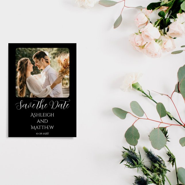 Reserve A Data Foto Elegante Preto e Branco para Save The Date (Criador carregado)