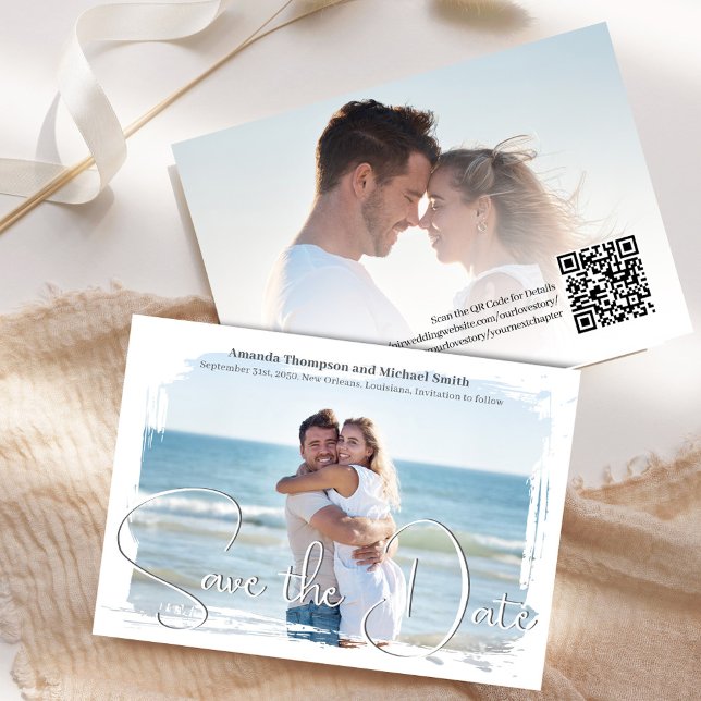 Reserve A Data Foto Elegante Salvar o Casamento de Script de Data (Wedding save the date photo card. )