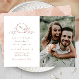 Reserve A Data Foto Elegante Terracotta Monograma Wedding