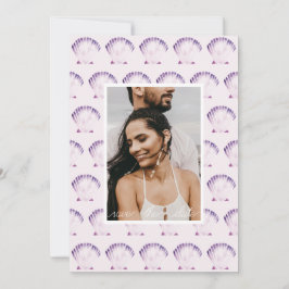 Reserve A Data Foto em Aquarela de Concha Marinha Roxa & QR