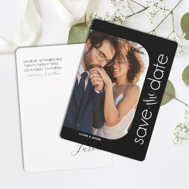 Reserve A Data Foto em branco preto minimalista salvando a data