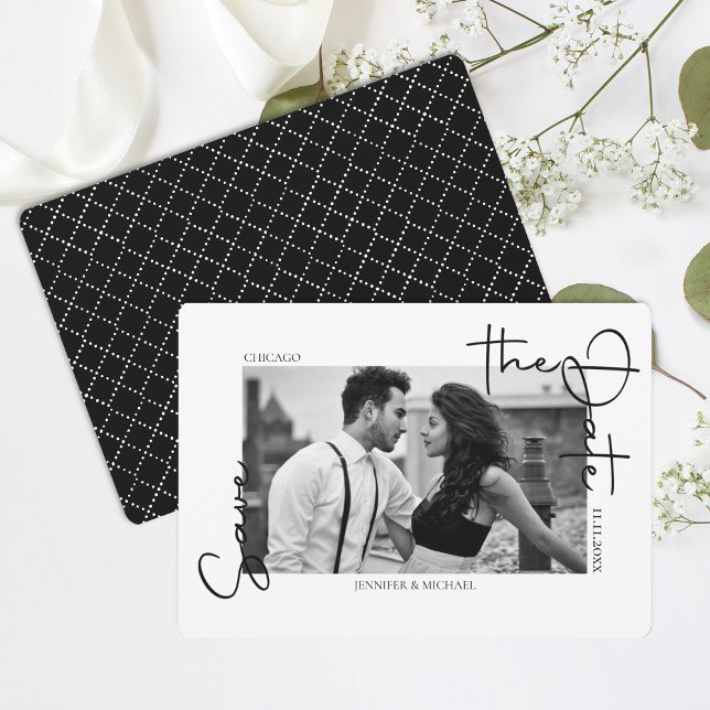 Reserve A Data Foto em preto branco e simples Salvar a data (Criador carregado)