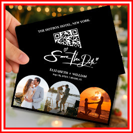 Reserve A Data Foto em Preto e Branco Código QR Casamento Elegant