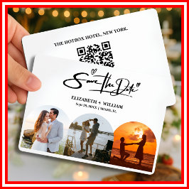 Reserve A Data Foto em Preto e Branco Código QR Casamento Elegant
