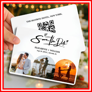 Reserve A Data Foto em Preto e Branco Código QR Casamento Elegant