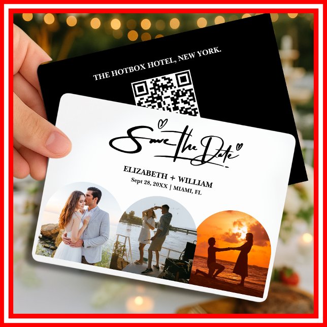 Reserve A Data Foto em Preto e Branco Código QR | Elegante (Criador carregado)
