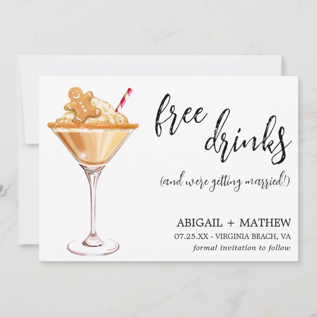 Reserve A Data Foto engraçada de Martini de Natal de Pão de Mel p (Frente)