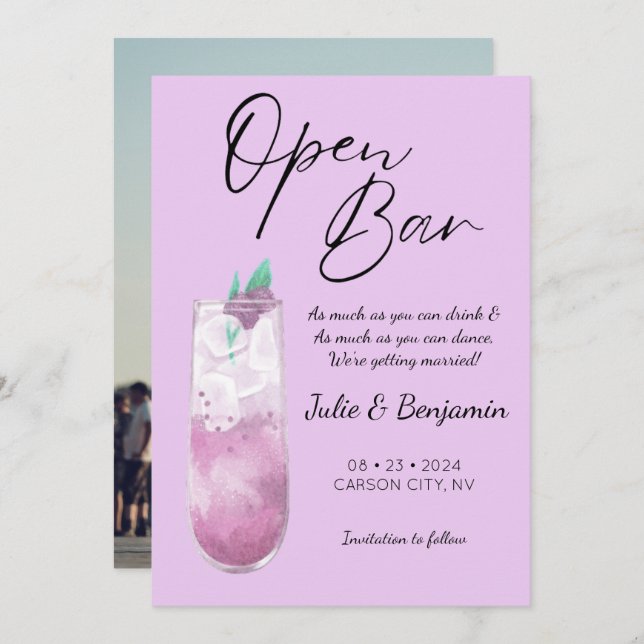 Reserve A Data Foto Engraçada e Roxa Moderna (Frente/Verso)