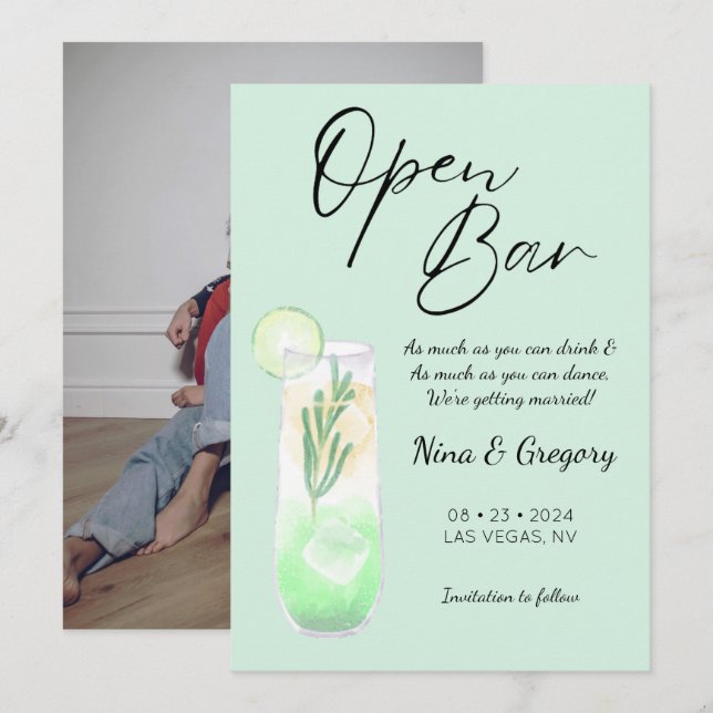 Reserve A Data Foto Engraçada Verde Moderna (Frente/Verso)