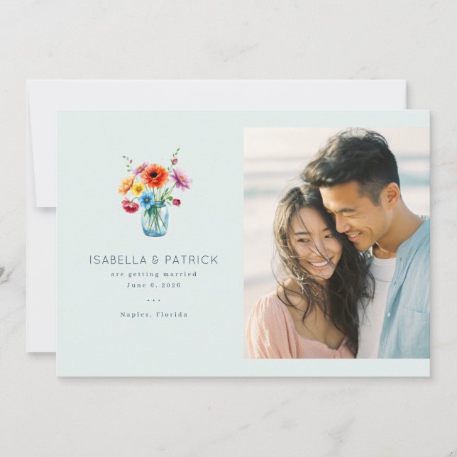Reserve A Data Foto Floral Azul Alegre (Frente)