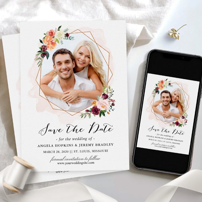 Reserve A Data Foto Floral de Bloom Geométrico Moderno Salva a Da (Criador carregado)