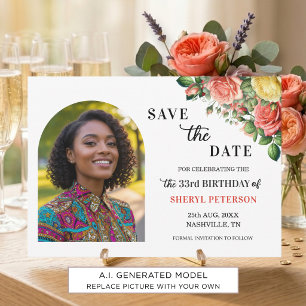 Reserve A Data Foto Floral Elegante de Aniversário de 33 anos