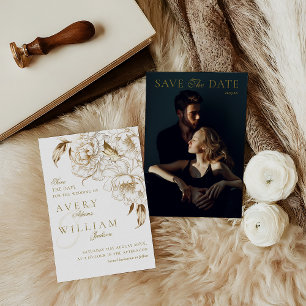 Reserve A Data Foto Floral Peonies White Ouro Elegante Casamento