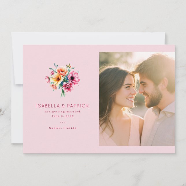 Reserve A Data Foto Floral Rosa Alegre (Frente)