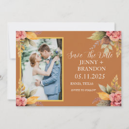 Reserve A Data Foto Floral Terracotta de outono Elegante