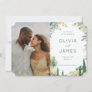 Reserve A Data Foto Floral Verde Romântica
