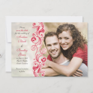 Reserve A Data Foto Floral Vermelha e Cor-de-Rosa Salvar a Placa