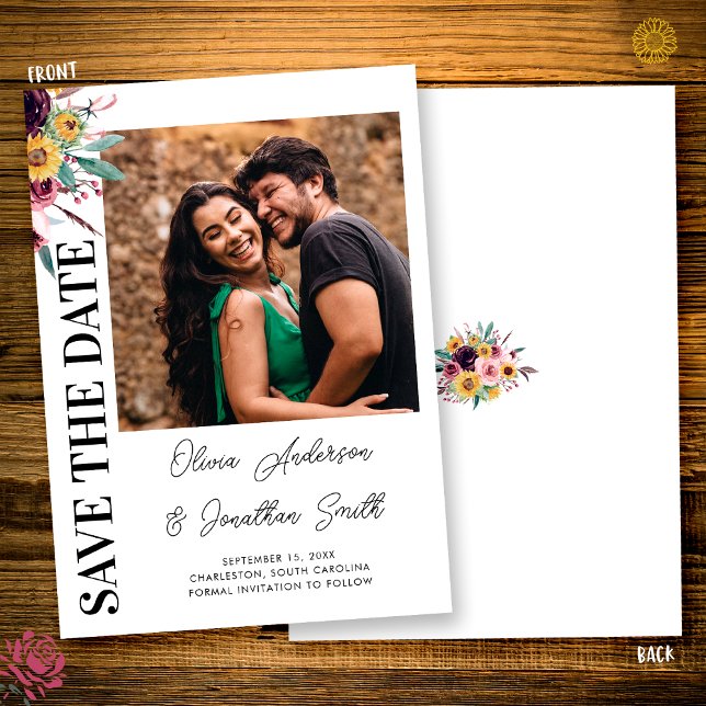 Reserve A Data Foto Girassóis Rosa Borgonha Rústico Casamento de  (Criador carregado)