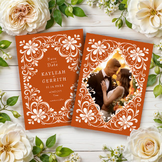 Reserve A Data Foto Laranja Escuro Shabby Chic Save The Date