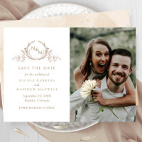 Foto legante Beige Cream Monograma Casamento