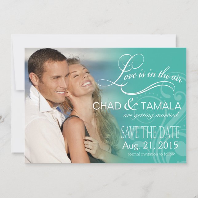 Reserve A Data Foto Love Mist Save the Date | aqua (Frente)