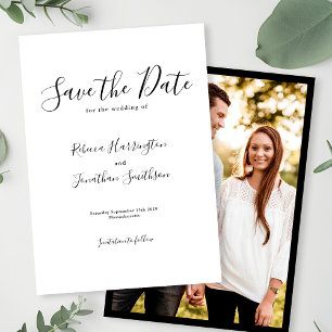 Reserve A Data Foto Mínima Casamento Branco Preto Salva A Data
