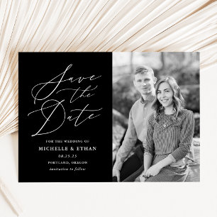 Reserve A Data Foto Mínima de Caligrafia Preta e Branca