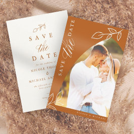 Reserve A Data Foto Mínima Folha de Arco Laranja Queimado Boho