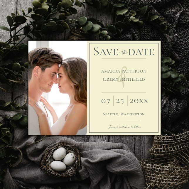 Reserve A Data Foto minimalista | Guardar Amarelo Data (Yellow Minimalist Photo Save the Date)