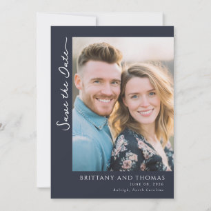 Reserve A Data Foto Minimalista Navy Quente