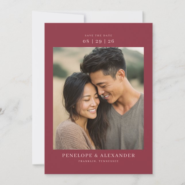 Reserve A Data Foto Minimalista Romântica Marrom (Frente)