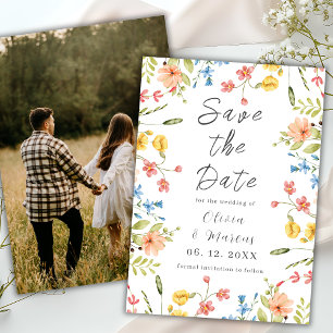 Reserve A Data Foto Moderna Flores Selvagens Simples Branco