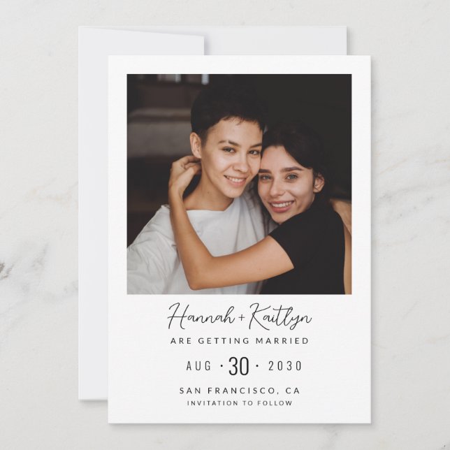 Reserve A Data Foto Moderna LGBTQ Salvar Data (Frente)