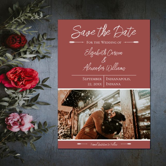 Reserve A Data Foto Moderna Salve o Dia | Terracota (Modern Photo Save the Date - Terracotta)